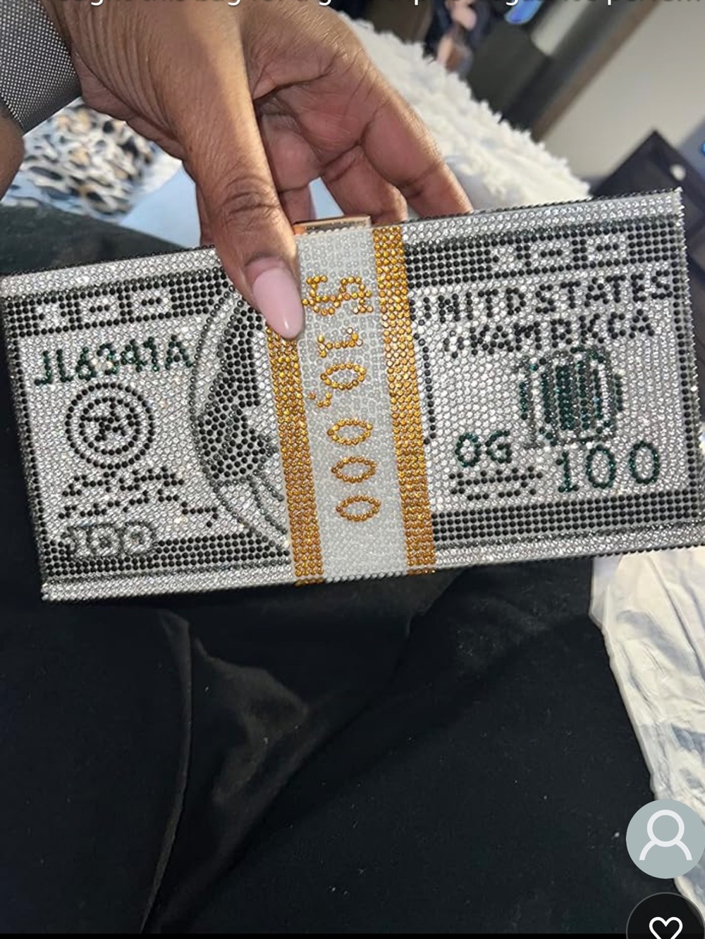 Crystal Money-Stack Clutch Bag in Silver and Gold